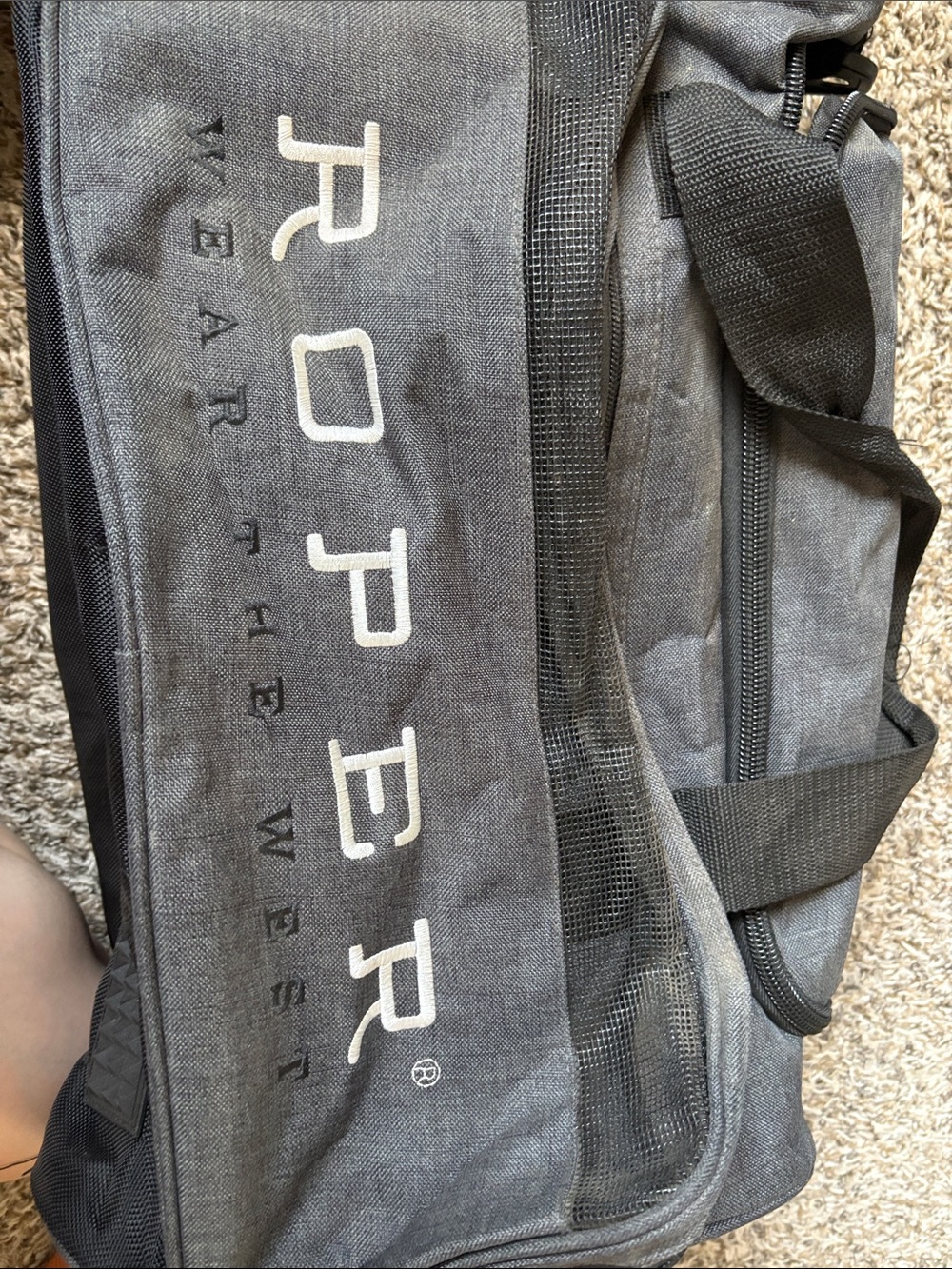 Roper Charcoal Gray Men's Duffel Bag with White Logo